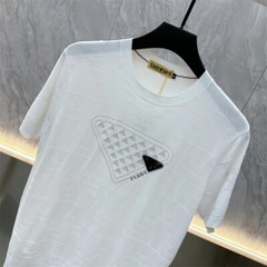 New Men Luxury Diamond Rhinestones Black White T-Shirt High Quality