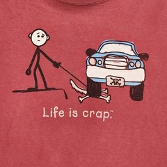 Life is Crap T-Shirt Dog Run Over by Car Twisted Humor Men’s Size M Orange VGUC