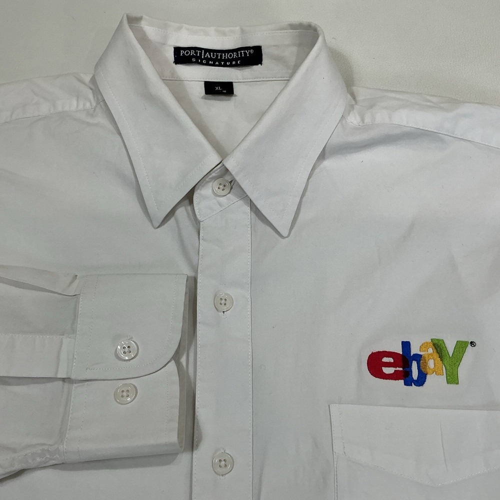 Vintage EBAY Button Down Shirt Promo Logo Embroidered Men’s XL White As-is