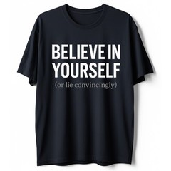Funny Sarcastic T-Shirt Believe In Yourself or Lie Convincingly Sarcastic Tee