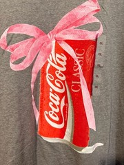 Coca-Cola Classic Gray T-Shirt with Pink Bow Graphic