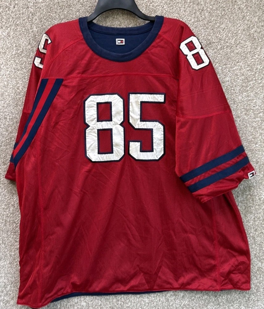 Vintage 90s Tommy Hilfiger Mens Size 2XL Reversible Jersey T-Shirt #85 Blue Red