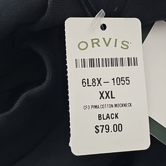 Orvis Shirt Mens 2XL Black Pima Cotton Long Sleeve Mock Neck Signature Peru