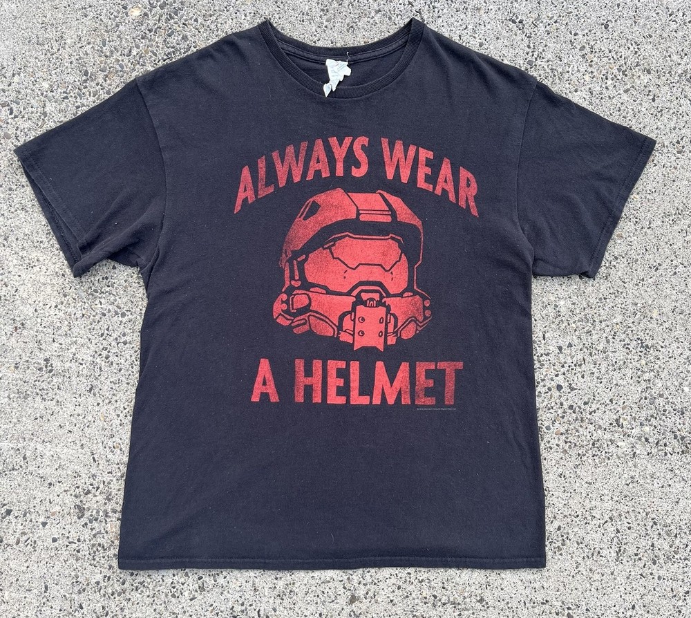 Vintage Y2K Master Chief Helmet Promo T Shirt L Microsoft XBOX Bungie HALO