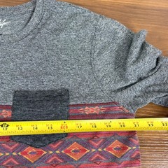 Brooklyn Cloth Mens Gray Long Sleeve Henley Shirt Aztec Trim Casual Top Size L