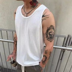 Ribbed Sleeveless Tank Top for Men, Comfortable Activewear Vest for Daily Wear