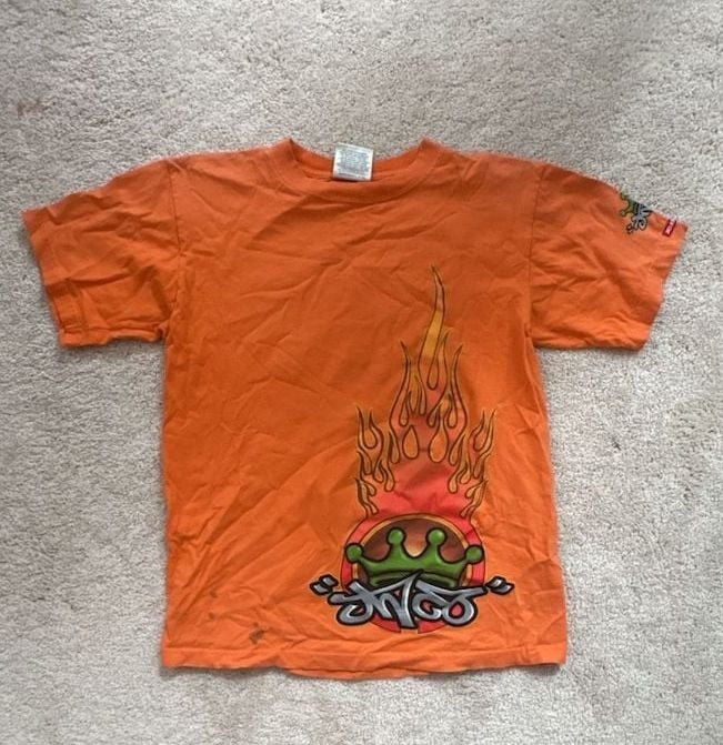 Vintage 90s JNCO Jeans Dragon Flame Graphic T-Shirt Orange