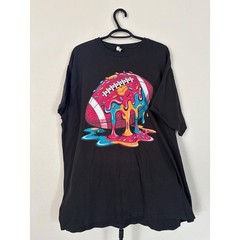 Port & Company Mens 3XL Black Football Donut Graphic T-Shirt Ring Spun Cotton