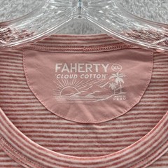 Faherty Striped Shirt Mens XL Orange Cloud Cotton Soft Short Sleeve Tee *A98 New