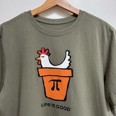 Life Is Good Chicken Pot Pi Crusher Tee Shirt Men Small NWT Humor Puns