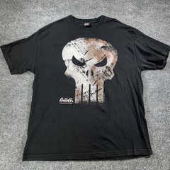 VTG The Punisher Shirt Men XL Black Marvel Mad Engine Rusted Bloody Skull Y2K 04