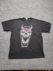 Port and Company T Shirt Mens Sz XL Black 100% Cotton Skull Coffin Graphic Tee