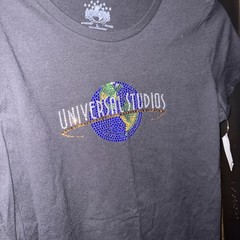 Universal Studios Sequins Earth T-Shirt Size L NWT Rare Find!!