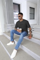 Men’s Fashion Athletic T-Shirt Oversized Workout Short Sleeve Shirt Casual Cr…