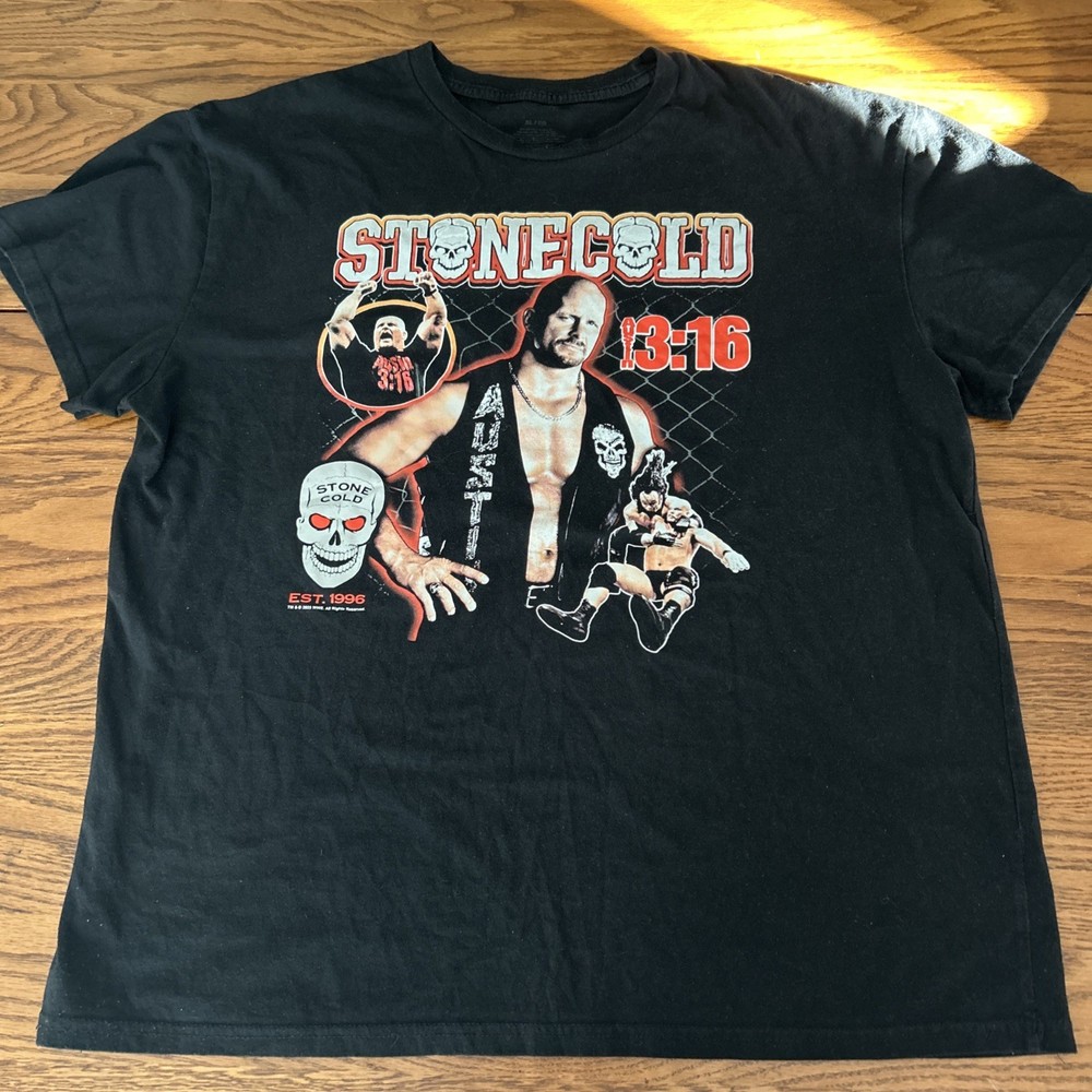 Stone Cold Steve Austin Black T-Shirt Graphic Print, Men’s XL