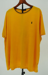 Polo Ralph Lauren Men’s XXL Yellow Crew Neck T-Shirt Tipped Collar Navy Pony