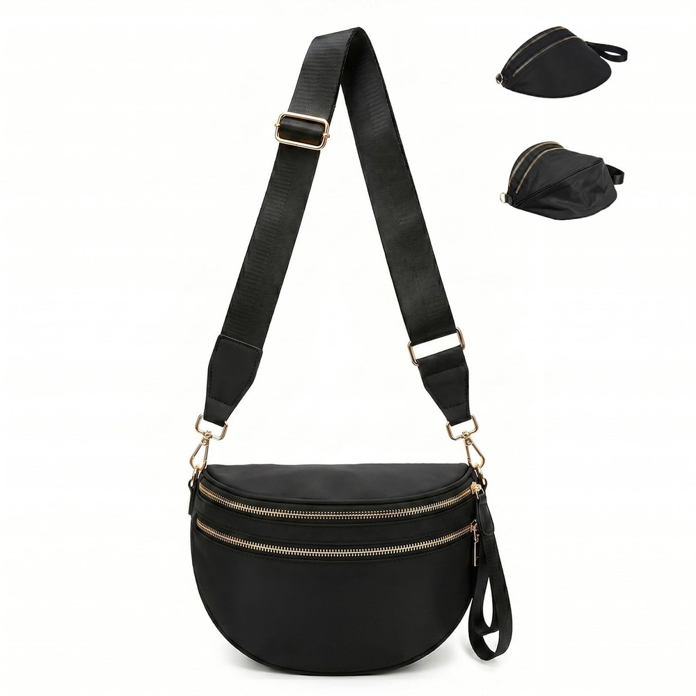 Crossbody Bag for Women Nylon Bum Bag with Wide Adjustable Strap Large Capaci…