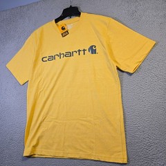 Carhartt Shirt Mens Medium Yellow Work Wear Outdoors Loose Fit Casual Logo NWT