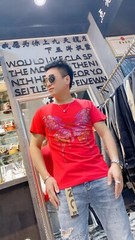 New Fashion Trend Butterfly Hot Drilling Rhinestones Summer Luxury Men T-Shirt