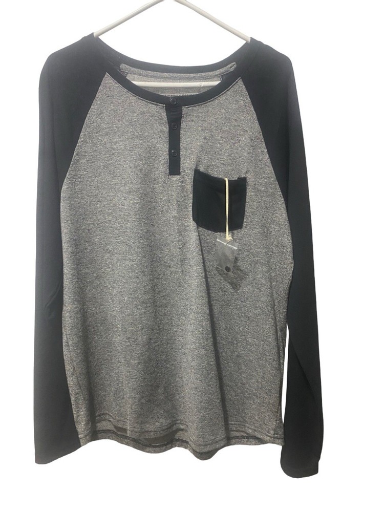 Mens Trademark Brooklyn Cloth Sleeve Gray w Black T Shirt Size Large New ✨