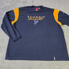 Reebok Mens 3XL St Louis Blues Fleece Shirt Navy Yellow NHL Face Off Collection