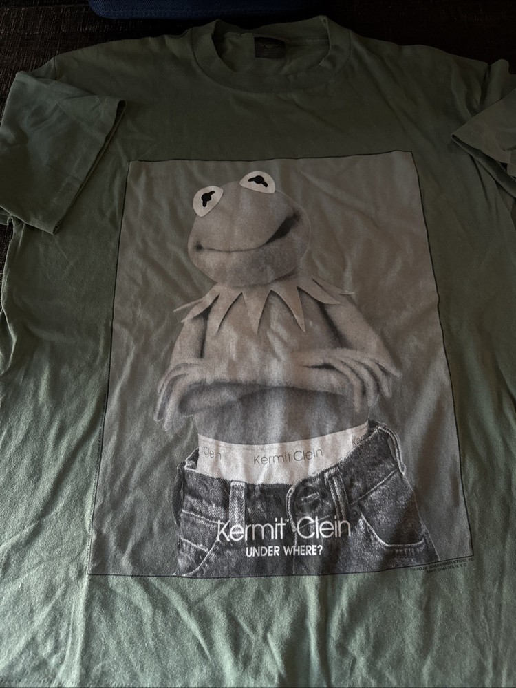 Vintage 90’s Kermit the Frog Kermit Clein T-shirt Muppets Calvin Klein Size XL *