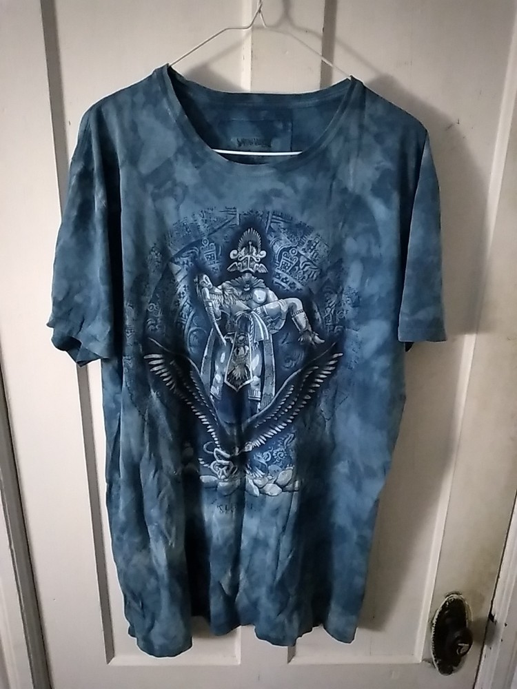 Mens T-shirt Size XL – Blue – Mayan Village Hand Dyed