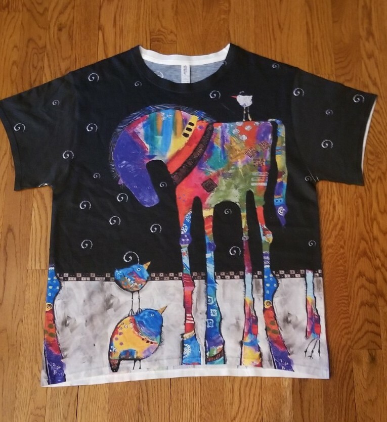 Jerzees Dri-Power Abstract Multicolor Bord on Horse T-Shirt. Size Medium.