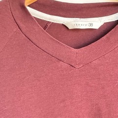 Theory Men’s Long Sleeve Tee Medium Burgundy, Black, and Gray Pima Cotton Comfy