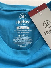 Hurley Men’s Crew Neck Short Sleeve Graphic 100% Cotton T-Shirt | Cyan Color XL