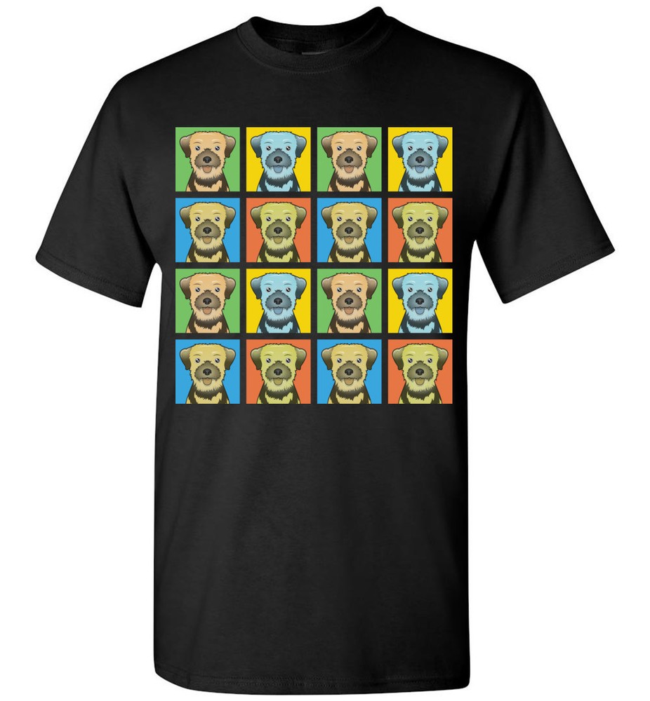 Border Terrier Cartoon Pop-Art T-Shirt – Men Women Youth Tank Short Long Sleeve