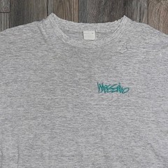 Vintage Mossimo T-Shirt Large Gray Single Stitch Embroidered Logo 90s Distressed