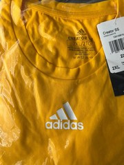 Adidas Creator SS T-Shirt 2XL Yellow Gold White Short Sleeve Cotton New