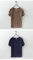 2026 New Mens T Shirt Pure Color V Collar Short Sleeved Tops Tees Men T-Shirt.