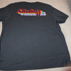 AllSaints T-Shirt Mens L Black Pride ’22 Rainbow Logo Short Sleeve Crew Neck