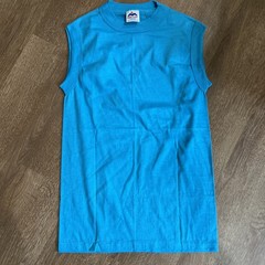 Vintage Blank Sleveless T-Shirt Mens Sz S Single Stitch USA 80s New NOS Teal