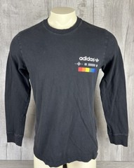 Adidas Long Sleeve Shirt Black Rainbow Graphic Logo Chest 39” Length 27” Mens M