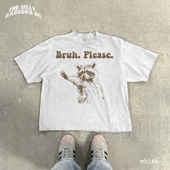 Bruh Please Raccoon Sarcastic Comfort Tee