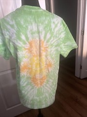 Tie Dye Unisex T Shirt Green Orange & Yellow XL Chest Size 20 in & Length 27 in