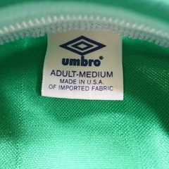 Vintage Umbro Shirt Green Double Sided Satin Made in USA Soccer Football #13