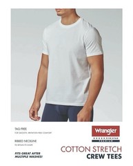 6-Pack WRANGLER Men’s Size M Stretch Crew Tees Short Sleeve Cotton • White