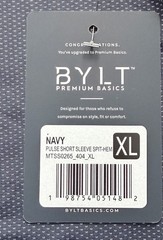 New BYLT Premium Basics Navy Pulse Short Sleeve Split Hem Shirt XL NWT