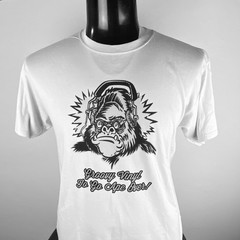 Jerzees Mens T-Shirt Ape With Headphones Groovy Vinyl To Go Ape Over L *
