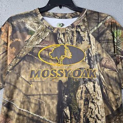 Mossy Oak Camo Shirt Large Brown Green Outdoor Hunting Fishing Casual Polyester