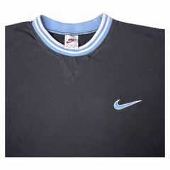 Vintage 90s Nike Embroidered Swoosh Logo Ringer T-Shirt Mens Large two Tone Blue