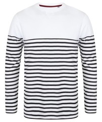 Front Row Crew Neck Long Sleeve Breton Striped T-Shirt (FR134)