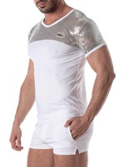 TOF Paris Glitter Party T-Shirt: Disco Reflective, Round Neck, Short Sleeve