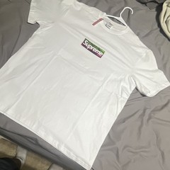 Supreme White Box Logo Graphic Print Cotton Crew Neck Short Sleeve T-Shirt M