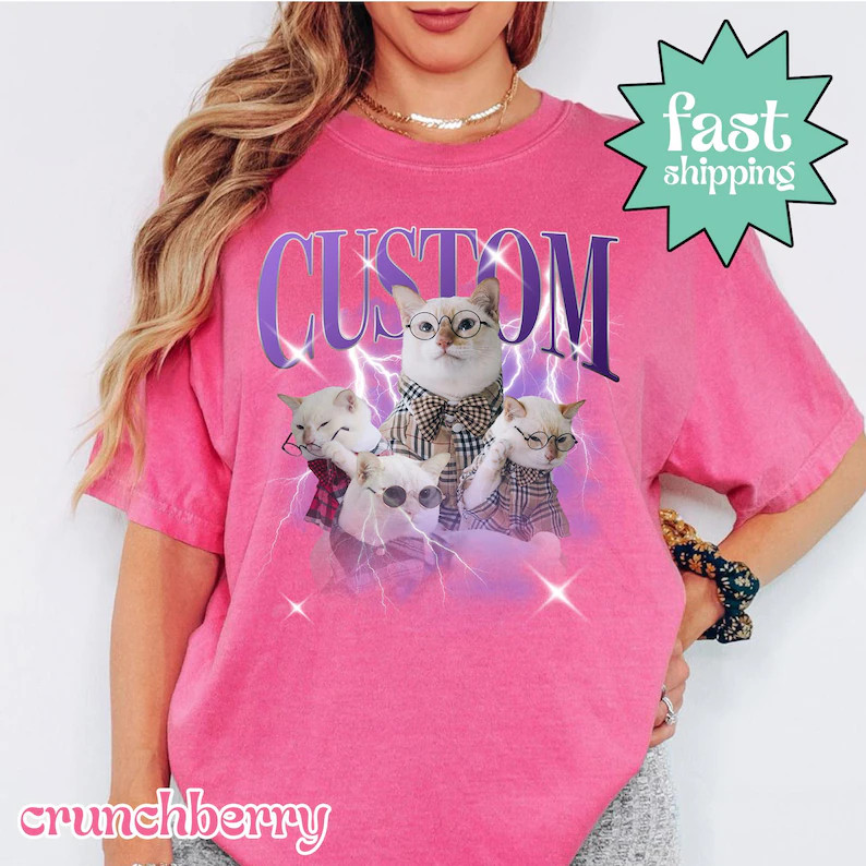 Custom Pet Comfort Tee Retro Style Personalized Dog Cat Lover Gift