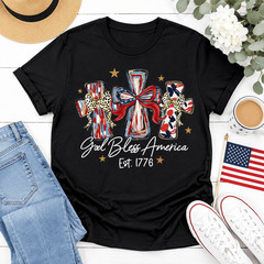 God Bless America Shirt Patriotic USA 250 Anniversary Faith Tee